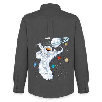 Astronaut Skiing Planet Shirt - Men's Oxford Shirt by Stanley/Stella - anthracite - Back - AI Model Male 185 dark (185cm)