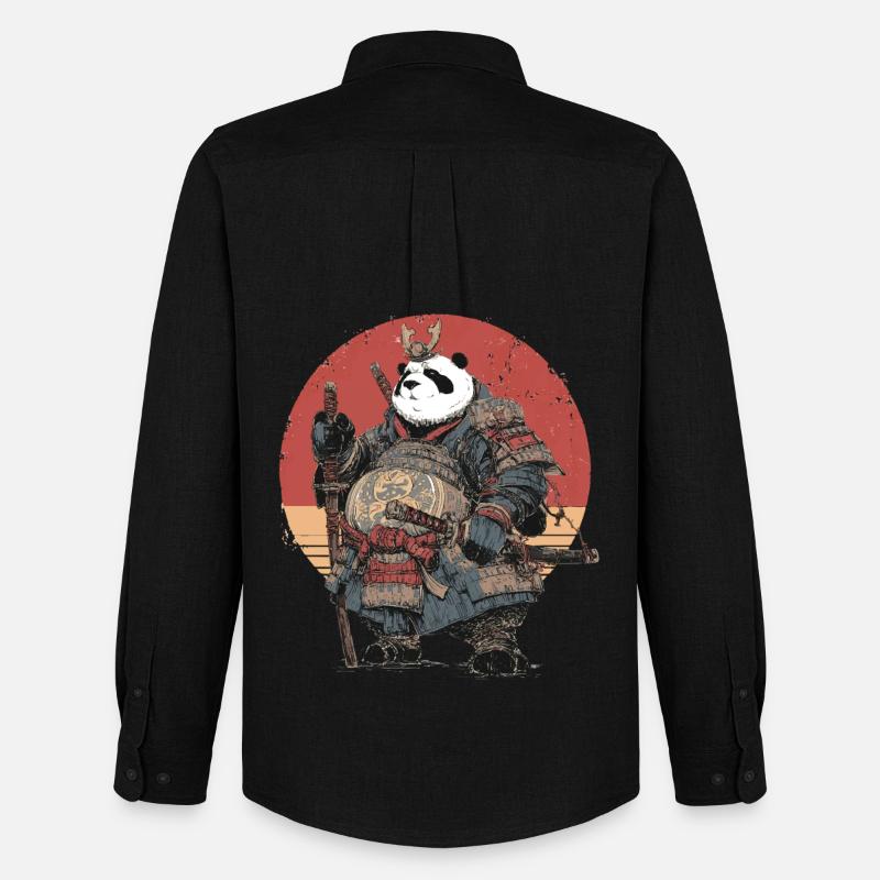 Panda-Samurai in robuster Rüstung - Männer Oxford Hemd von Stanley/Stella - Schwarz