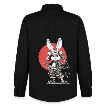 Samurai Rabbit in Armor with Katana - Men's Oxford Shirt by Stanley/Stella - black - Back - AI Model Male 185 dark (185cm)