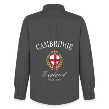 Cambridge England Wappen Krone – Reise Souvenir - Männer Oxford Hemd von Stanley/Stella - Anthrazit - Hinten - AI Model Male 185 dark (185cm)