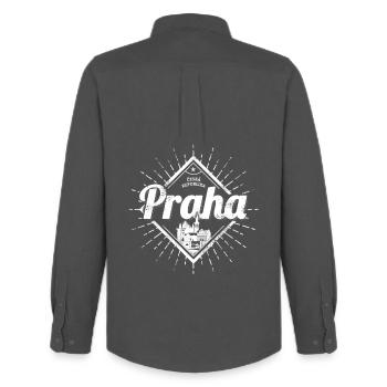 Prag Hauptstadt von Tschechischen Republik Design - Männer Oxford Hemd von Stanley/Stella - Anthrazit - Hinten - AI Model Male 185 dark (185cm)