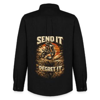 Motocross Dirt Bike Motocross Envoyez-le ou regrettez-le - Chemise Oxford homme Stanley/Stella - noir - Dos - AI Model Male 185 dark (185cm)