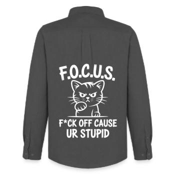 Sarcastic Cat Shirt Anti Social Humor - Men's Oxford Shirt by Stanley/Stella - anthracite - Back - AI Model Male 185 dark (185cm)
