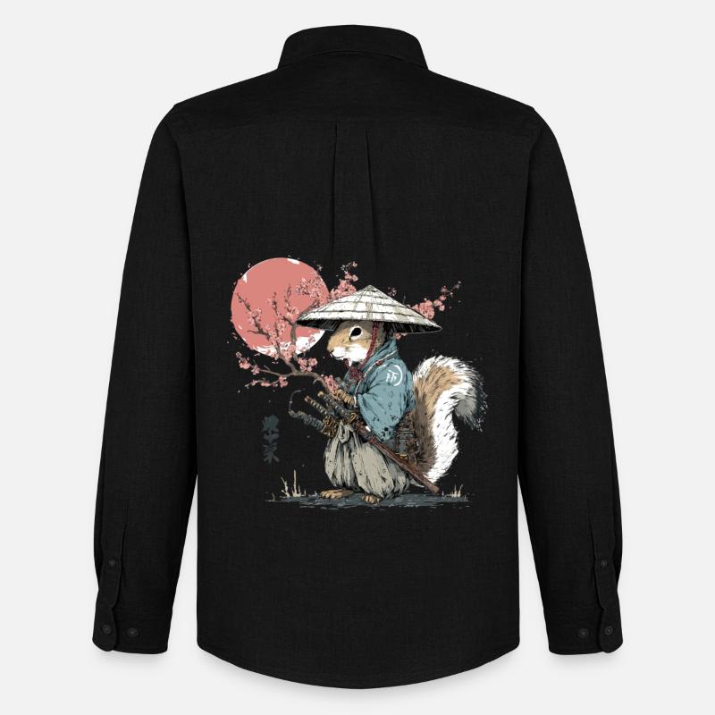 Eichhörnchen-Samurai in Sakura-Roben - Männer Oxford Hemd von Stanley/Stella - Schwarz