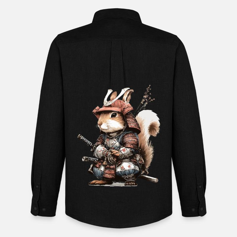 Eichhörnchen-Samurai in Rüstung - Männer Oxford Hemd von Stanley/Stella - Schwarz