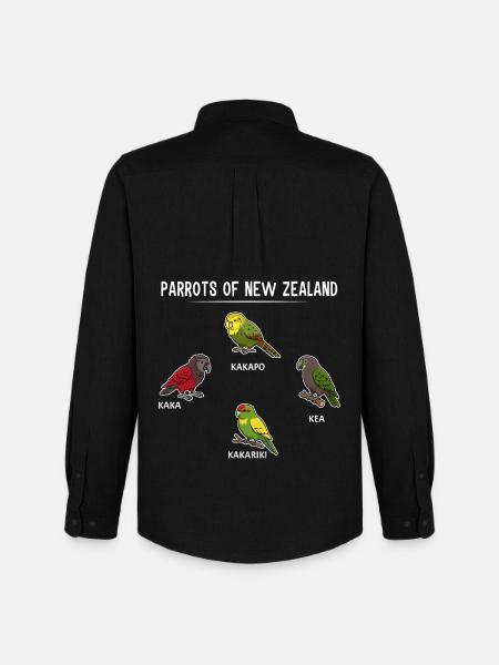 Parrots Of New Zealand Kakapo Kaka Kea Kakariki - Men's Oxford Shirt by Stanley/Stella - black