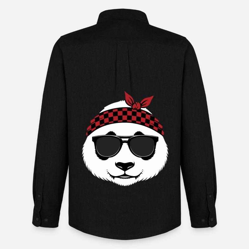 Cooler Panda Bär Sonnenbrille - Männer Oxford Hemd von Stanley/Stella - Schwarz