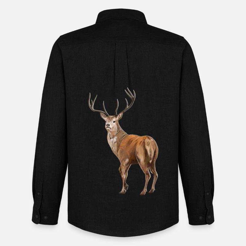 Weisswedelhirsch White-Tailed Deer - Männer Oxford Hemd von Stanley/Stella - Schwarz