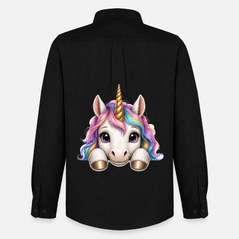 Einhorn mit Regenbogenmähne - Männer Oxford Hemd von Stanley/Stella - Schwarz