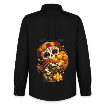 Día de los Muertos - Men's Oxford Shirt by Stanley/Stella - black - Back - AI Model Male 185 dark (185cm)
