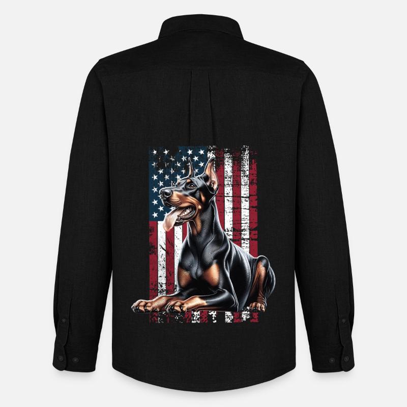 Doberman US Dobermann - Männer Oxford Hemd von Stanley/Stella - Schwarz