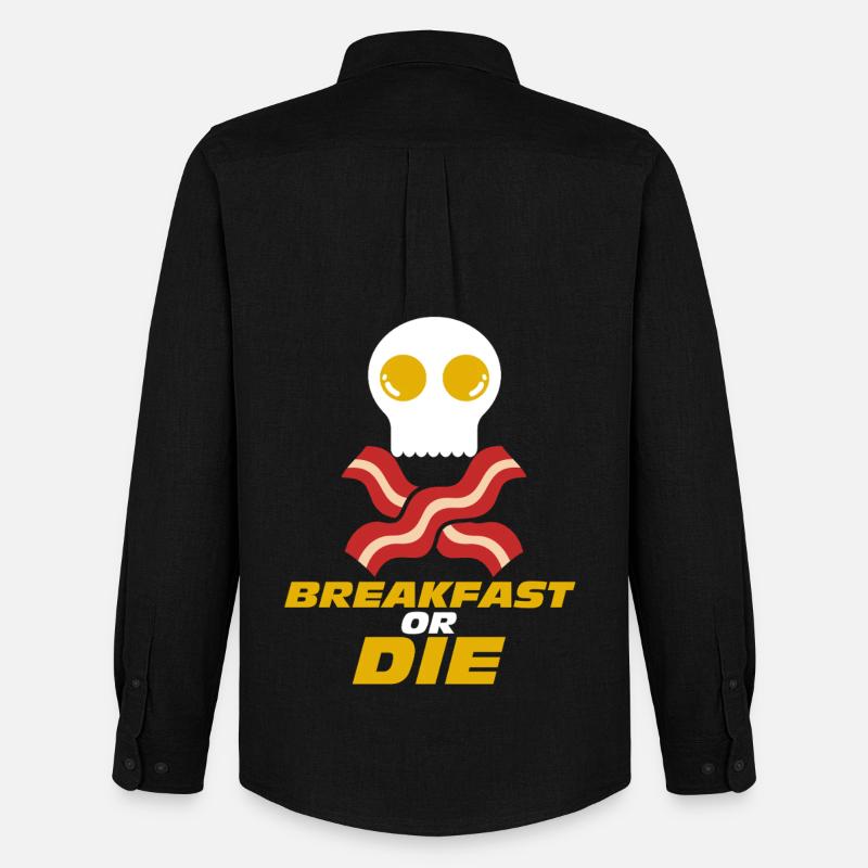 Frühstück oder Totenkopf-Speck-Ei - Männer Oxford Hemd von Stanley/Stella - Schwarz