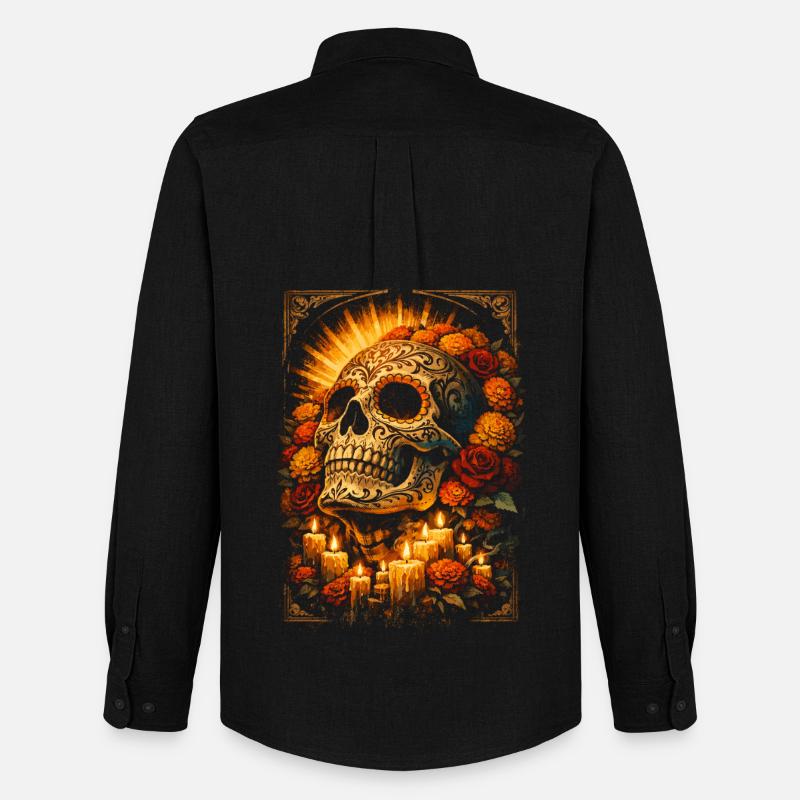 Dia De Los Muertos - Männer Oxford Hemd von Stanley/Stella - Schwarz