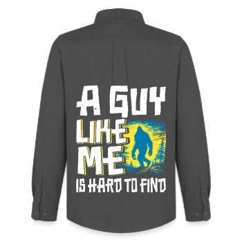 Funny Bigfoot. A guy like me is hard to - Men's Oxford Shirt by Stanley/Stella - anthracite - Back - AI Model Male 185 dark (185cm)