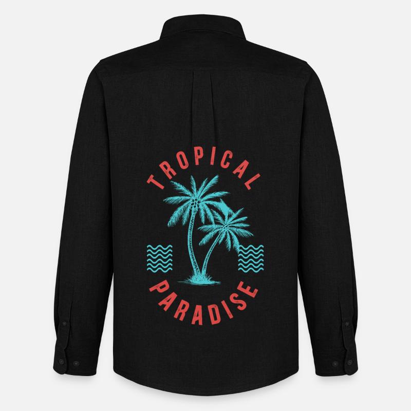 Tropical Paradise Retro Palm Abzeichen - Männer Oxford Hemd von Stanley/Stella - Schwarz