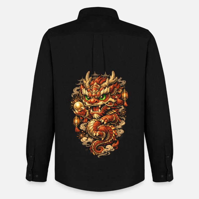 Dragon Dance Drachentanz - Männer Oxford Hemd von Stanley/Stella - Schwarz