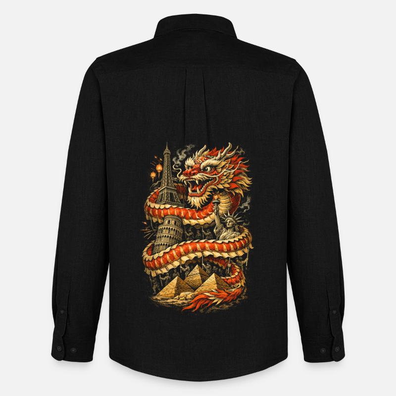 Dragon Dance Drachentanz - Männer Oxford Hemd von Stanley/Stella - Schwarz