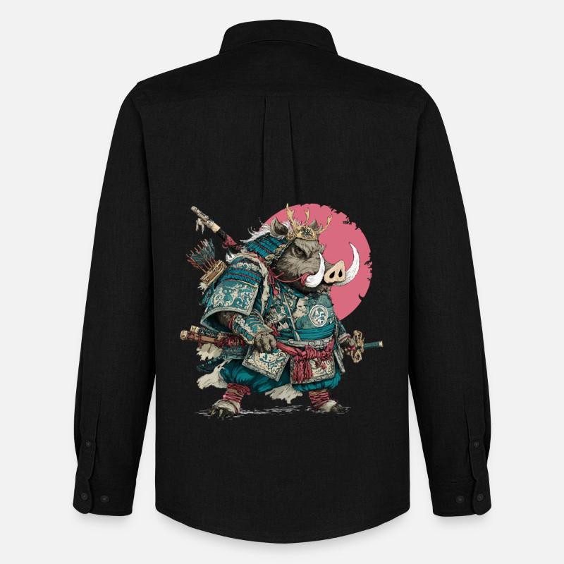 Boar Samurai in Teal Armor - Men's Oxford Shirt by Stanley/Stella - black