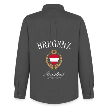 Bregenz Österreich Wappen Krone – Reise Souvenir - Männer Oxford Hemd von Stanley/Stella - Anthrazit - Hinten - AI Model Male 185 dark (185cm)