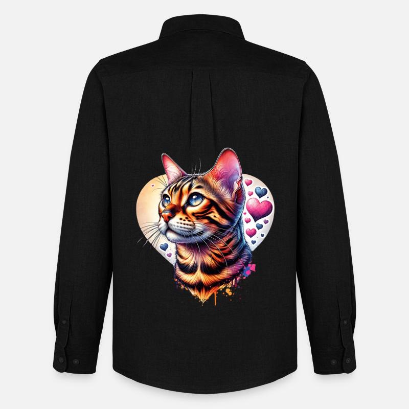 Chat léopard - Chemise Oxford homme Stanley/Stella - noir