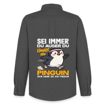 Sei immer du selbst außer Pinguin - Männer Oxford Hemd von Stanley/Stella - Anthrazit - Hinten - AI Model Male 185 dark (185cm)