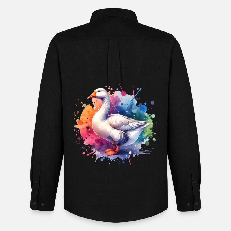 Pilgrim Gans Geschenk - Männer Oxford Hemd von Stanley/Stella - Schwarz