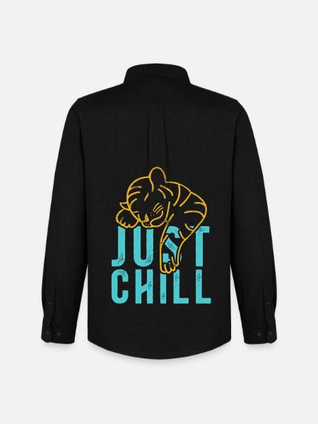 Just Chill Tiger – Relaxed Saying - Men's Oxford Shirt by Stanley/Stella - black