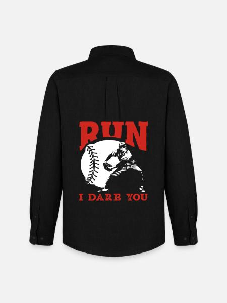 Run Baseball Catcher Saying - Men's Oxford Shirt by Stanley/Stella - black