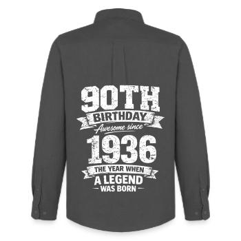 90e anniversaire 1936 Legend Vintage Design - Chemise Oxford homme Stanley/Stella - charbon - Dos - AI Model Male 185 dark (185cm)