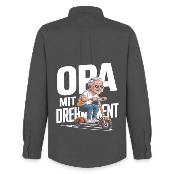 Opa Mit Drehmoment Fahrrad Senioren - Männer Oxford Hemd von Stanley/Stella - Anthrazit - Hinten - AI Model Male 185 dark (185cm)