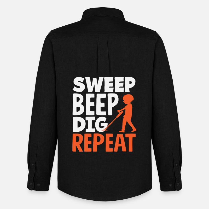 Sweep Beep Dig Repeat Sondengänger Hobby - Männer Oxford Hemd von Stanley/Stella - Schwarz