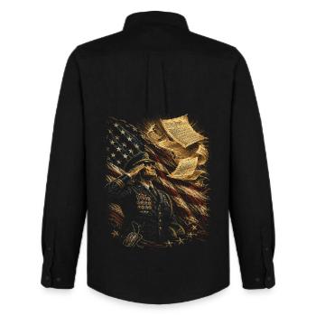Veterans Day for Democrats - Men's Oxford Shirt by Stanley/Stella - black - Back - AI Model Male 185 dark (185cm)