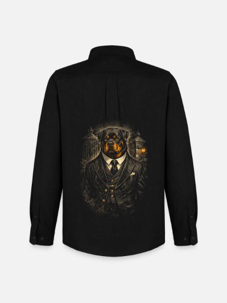 Rottweiler Dog In Mafia - Men's Oxford Shirt by Stanley/Stella - black