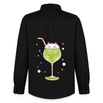 Gin cat ginglass kitty drink celebrate party - Men's Oxford Shirt by Stanley/Stella - black - Back - AI Model Male 185 dark (185cm)