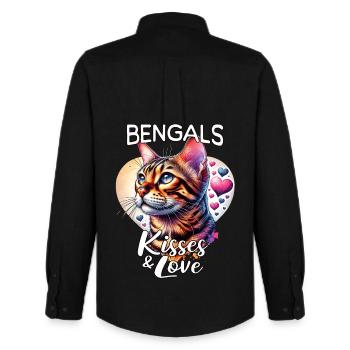 Amour des chats du Bengale - Chemise Oxford homme Stanley/Stella - noir - Dos - AI Model Male 185 dark (185cm)