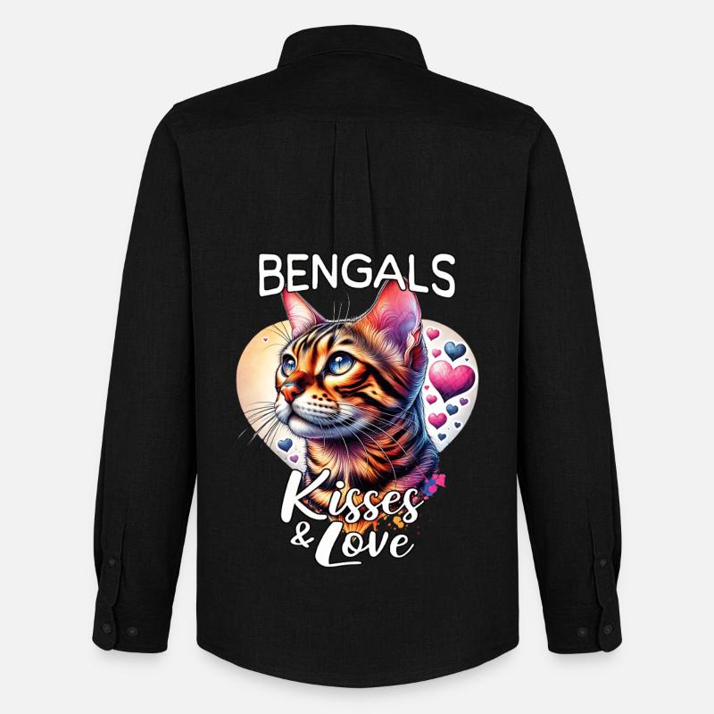 Bengalkatze Liebe - Männer Oxford Hemd von Stanley/Stella - Schwarz