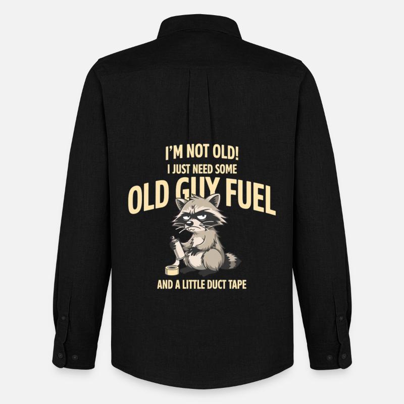 Grumpy Raccoon Old Guy Fuel Tee - Men's Oxford Shirt by Stanley/Stella - black