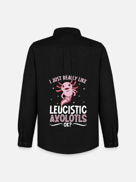 I love my Leucistic Axolotl - Men's Oxford Shirt by Stanley/Stella - black
