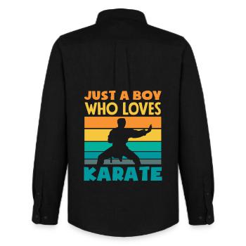 Nur ein Junge der Karate liebt Retro Kampfsport - Männer Oxford Hemd von Stanley/Stella - Schwarz - Hinten - AI Model Male 185 dark (185cm)