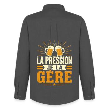 La pression je la gère - Chemise Oxford homme Stanley/Stella - charbon - Dos - AI Model Male 185 dark (185cm)