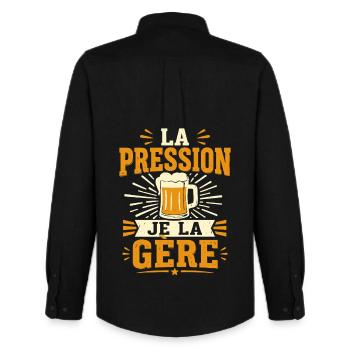 La pression je la gère - Chemise Oxford homme Stanley/Stella - noir - Dos - AI Model Male 185 dark (185cm)