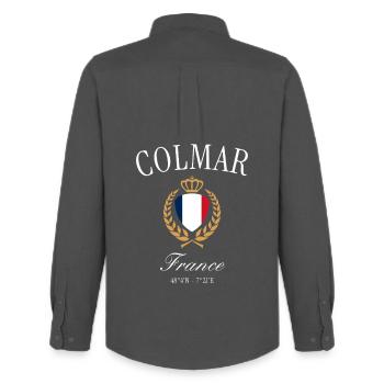 Colmar Frankreich Wappen Krone – Reise Souvenir - Männer Oxford Hemd von Stanley/Stella - Anthrazit - Hinten - AI Model Male 185 dark (185cm)