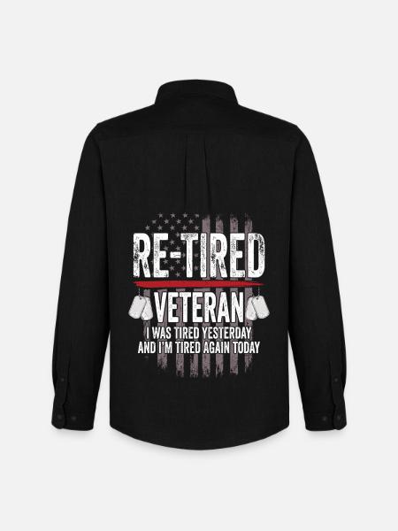 Re-Tired Sarcastic Veteran Retired - Men's Oxford Shirt by Stanley/Stella - black