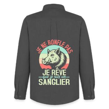 Je Ne Ronfle Pas Je Rêve Que Je Suis Un Sanglier - Chemise Oxford homme Stanley/Stella - charbon - Dos - AI Model Male 185 dark (185cm)