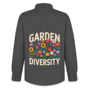 Garden Diversity Blumen Vielfalt - Männer Oxford Hemd von Stanley/Stella - Anthrazit - Hinten - AI Model Male 185 dark (185cm)