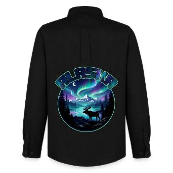 Alaska Lights Aurora Borealis Beobachtungsurlaub - Männer Oxford Hemd von Stanley/Stella - Schwarz - Hinten - AI Model Male 185 dark (185cm)