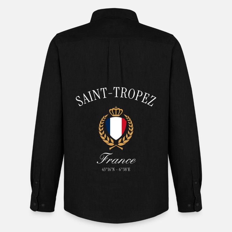 Saint-Tropez Frankreich Wappen Krone – Reise - Männer Oxford Hemd von Stanley/Stella - Schwarz