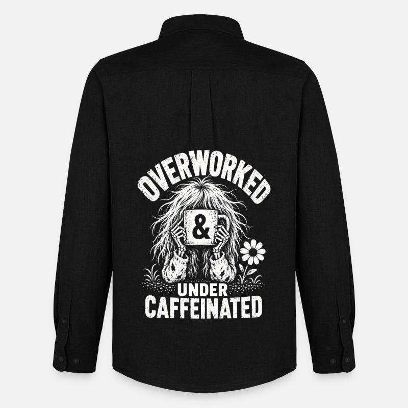 Kaffee Overworked Under Caffeinated Shirt - Männer Oxford Hemd von Stanley/Stella - Schwarz