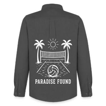 Paradise Found Beach Volleyball Summer Paradise - Men's Oxford Shirt by Stanley/Stella - anthracite - Back - AI Model Male 185 dark (185cm)