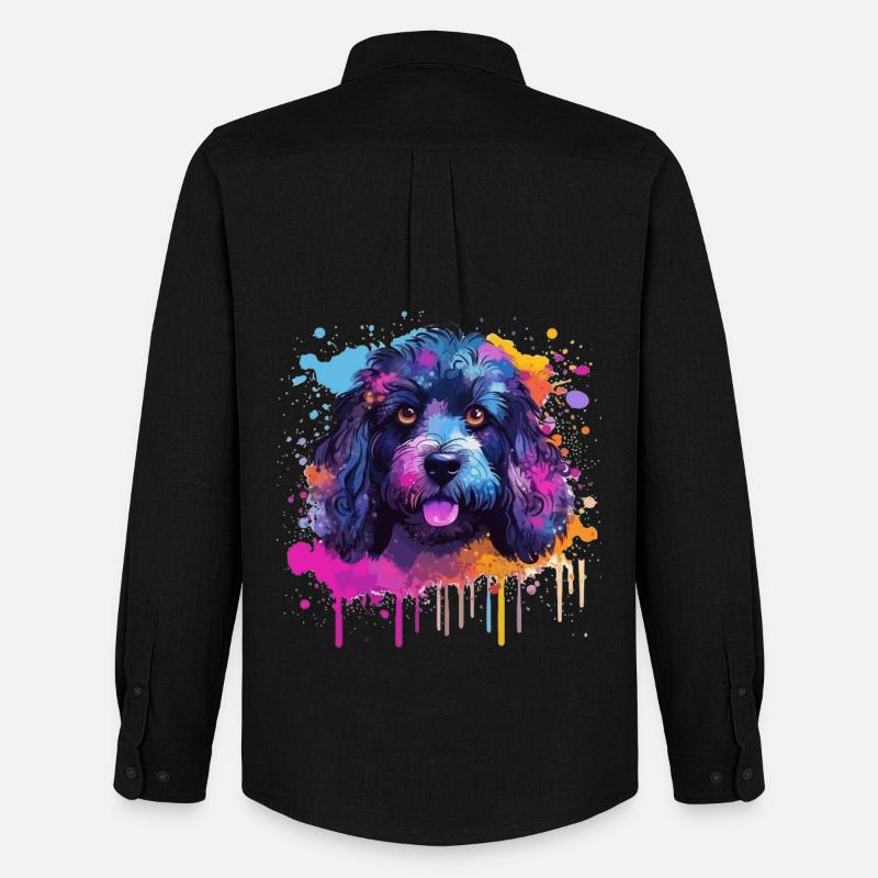 Pudel Splash Art Dog Bunt - Männer Oxford Hemd von Stanley/Stella - Schwarz
